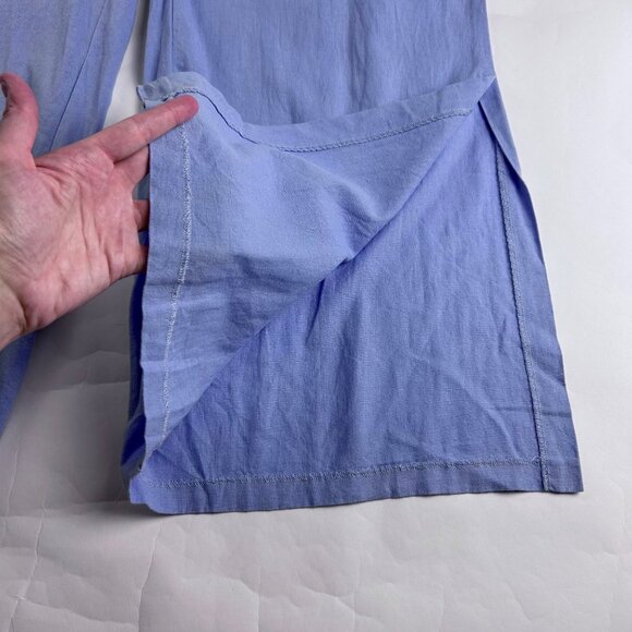 Abercrombie Sky Blue Linen Blend High Rise Wide Leg Summer Trouser Pant S - Picture 8 of 8